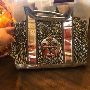 Tory Burch tote, silver, grey white a little gold